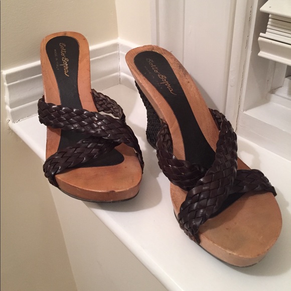 Sotto Sopra bohemian wooden wedges criss cross top - Picture 4 of 16